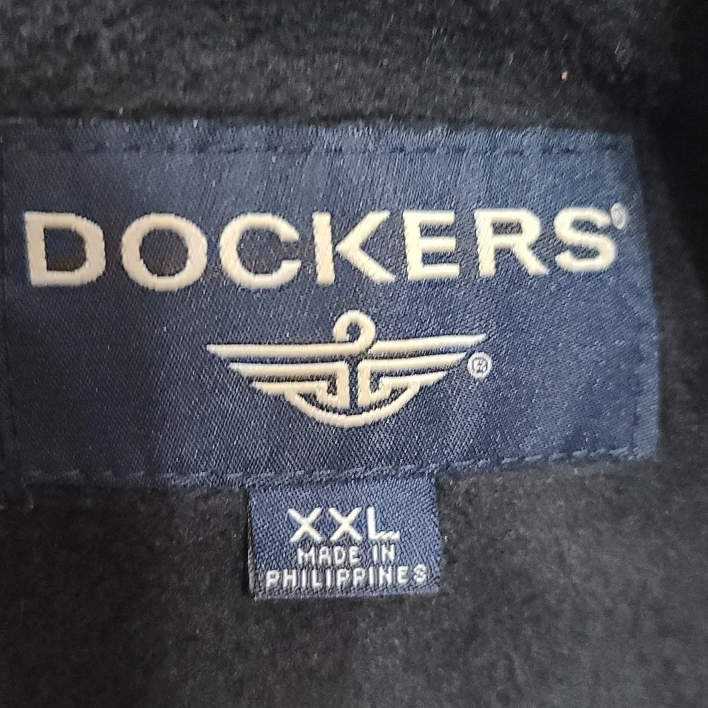 Docker Mens Jacket Coat Gray  W/Black Fleece Lining Zips Water Resistant XXL EUC